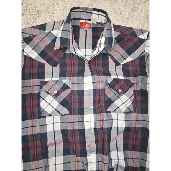 ELY PLAINS Vtg Western Plaid Pearl Snap Cowboy SHIRT Men's L Rancher Authentic - Picture 3 of 10